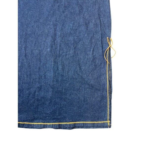 Vtg moa USA Denim Maxi Skirt 2XL Stretchy 90s Grunge Side Slit Y2K - Picture 2 of 16